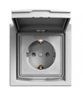 Розетка (2К+З) 16A з кришкою та шторками алюміній  EPH3100361