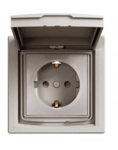 Розетка (2К+З) 16A з кришкою та шторками бронза  EPH3100369