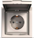 Розетка (2К+З) 16A з кришкою та шторками слонова кістка IP44 EPH3100323