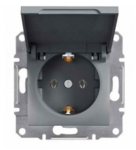 Механізм розетки (2К+З) 16A з кришкою сталь EPH3100162