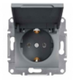 Механизм розетки (2К+З) 16A с крышкой сталь EPH3100162