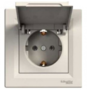 Розетка (2К+З) 16A с крышкой слоновая кость EPH3100123