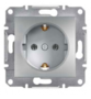Механизм розетки (2К+З) 16A со шторками алюминий EPH2900261