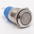 Кнопка металева КНМ-16-FJ-E 220V 1NO1NC плоска, блакитний TAKEL