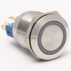 Кнопка металева КНМ-22-FJ-E-Z 220V 1NO1NC плоска з фіксацією, зелений TAKEL